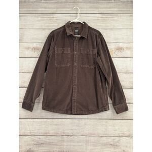 prAna Ridgecrest Corduroy Long Sleeve Shirt Mens Large Brown Standard Fit